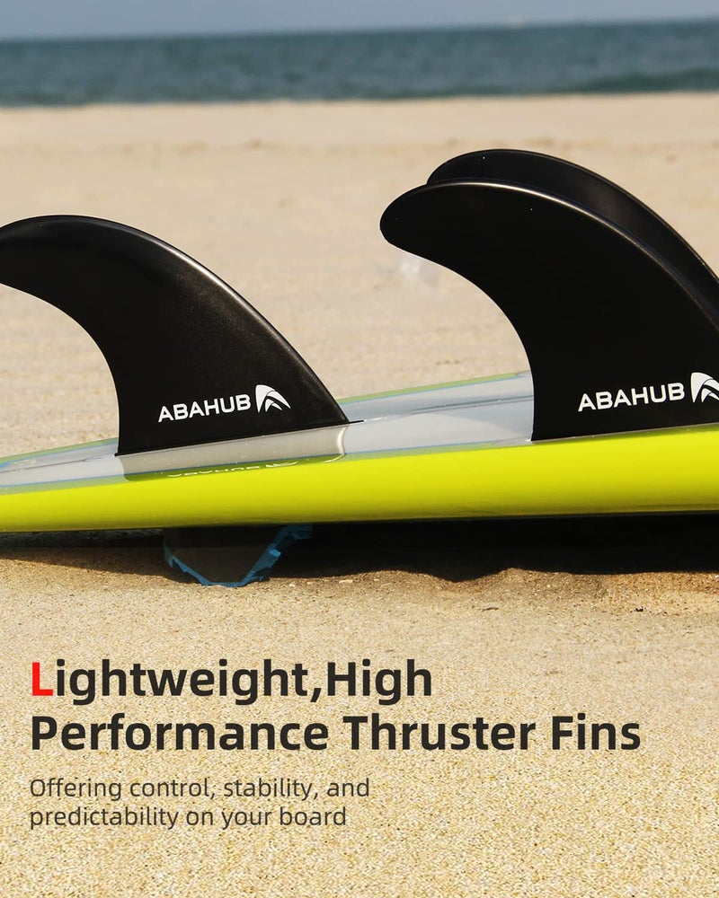 Abahub Surfboard Thruster Fins Set, Compatible with FCS Style Fin Box, Fiberglass Reinforced G5 Surf Fin for Surf Boards, Surfing Longboard, Shortboard, Comes with Screws, Wax Comb and Key, Black - Image 5
